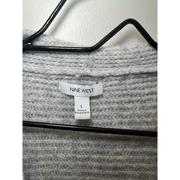 Nine West Women's Wool Blend Gray Open Cardigan Sweather Waterfall Size Large - Picture 3 of 13